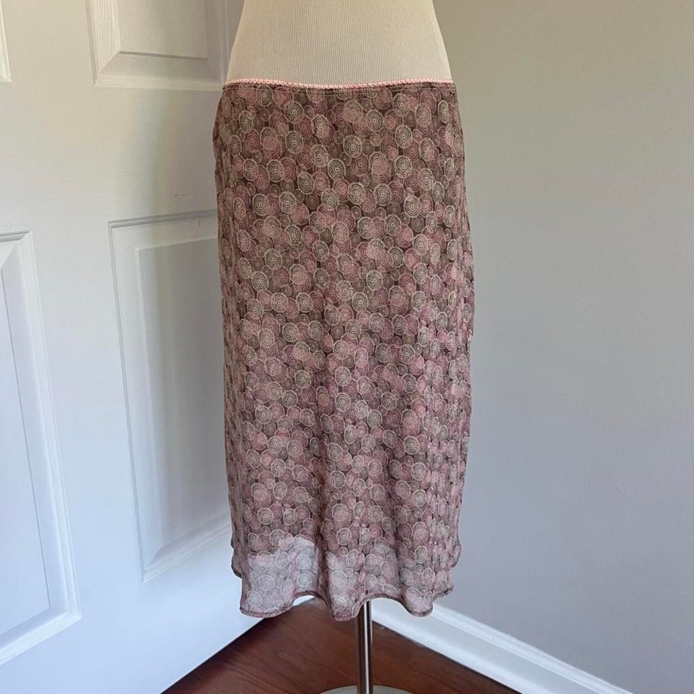 Y2K BROWN AND‎ PINK CONNECTED APPAREL CIRCULAR MIDI SKIRT